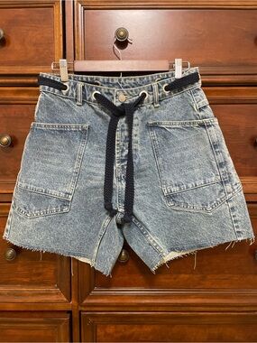 bohme Finneas Denim Shorts in Medium Was with Rope Belt, SIZE SMALL